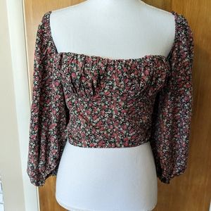 Et Clet Floral Printed Backless Crop Top Size L